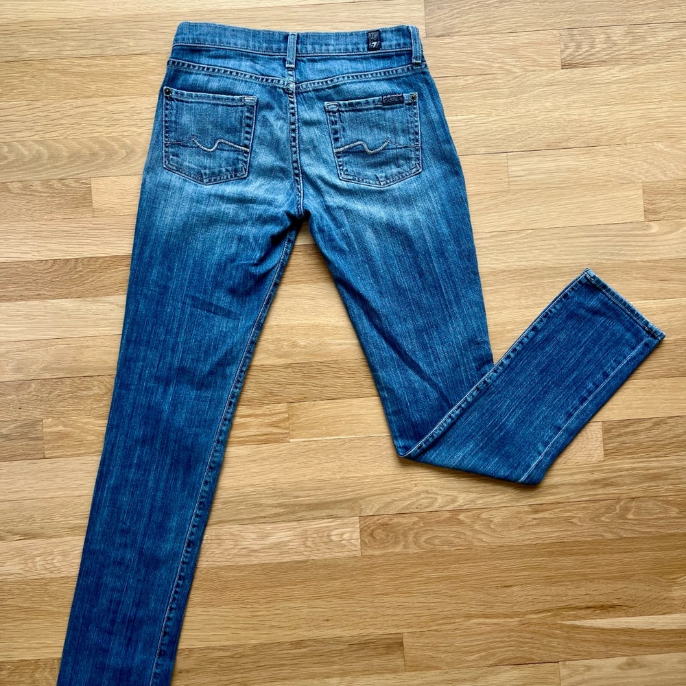 7 For All Mankind Blue Skinny Jeans